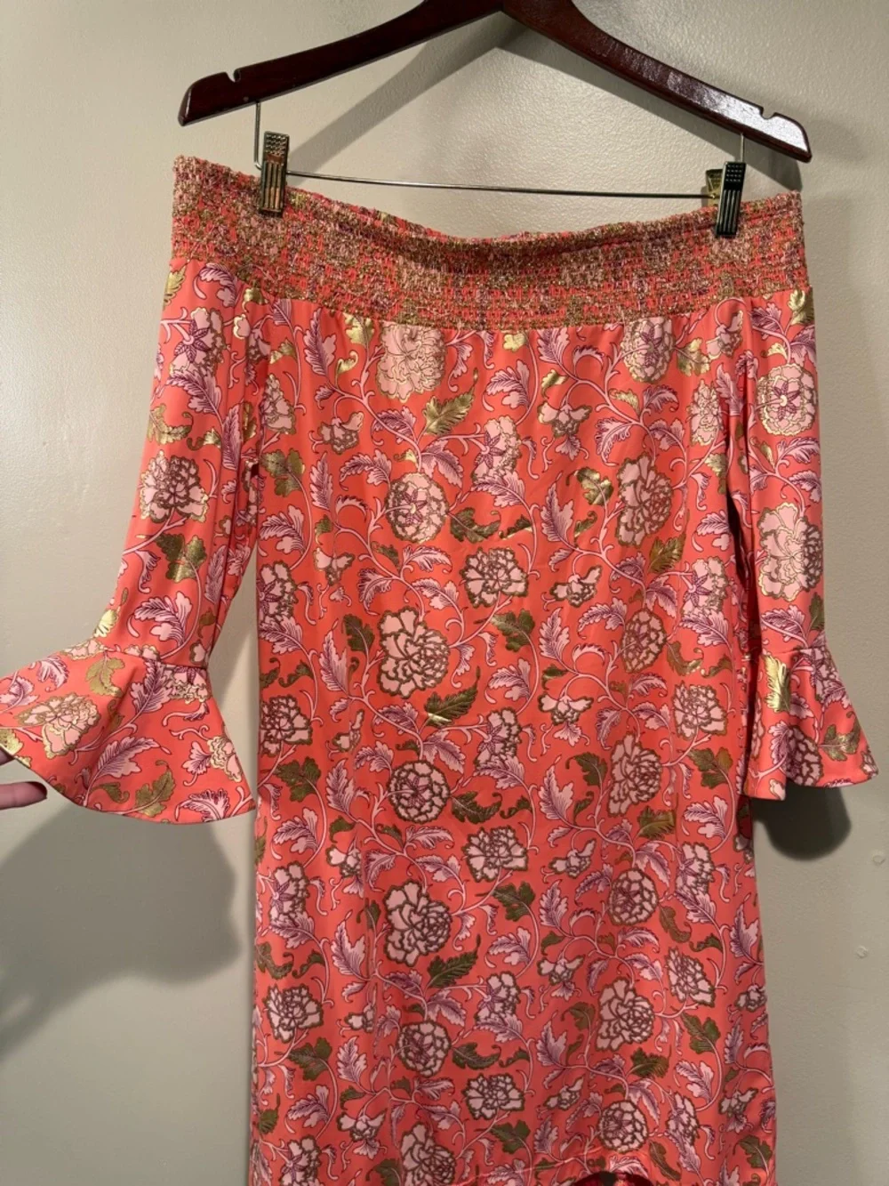 Cabana Life Dress Womens medium Off the Shoulder Tassels UPF Protection Floral